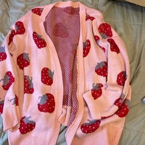 Pink strawberry shein 3xl cardigan sweater